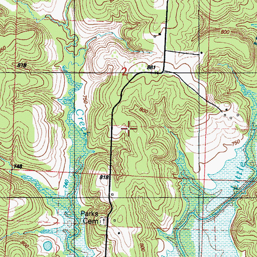 Topographic Map of Shady Grove Church (historical), MO