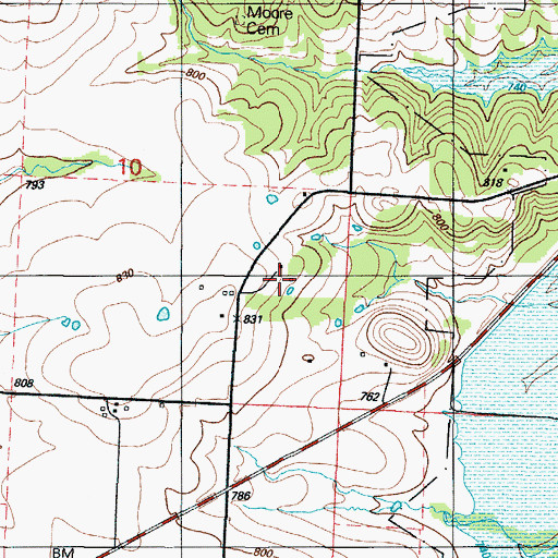 Topographic Map of Shady Grove School (historical), MO