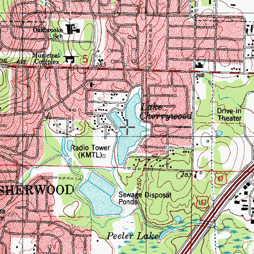 Topographic Map of Lake Cherrywood, AR