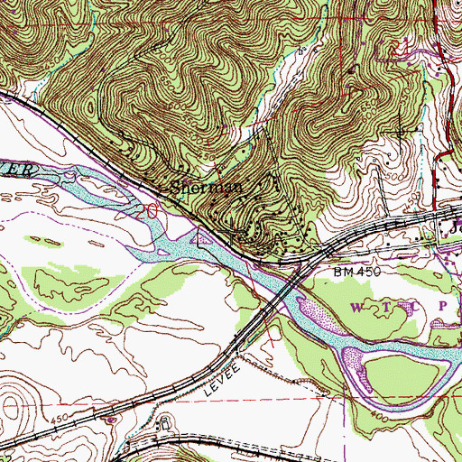 Topographic Map of Sherman, MO