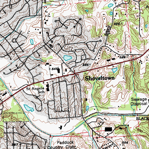 Topographic Map of Shoveltown, MO