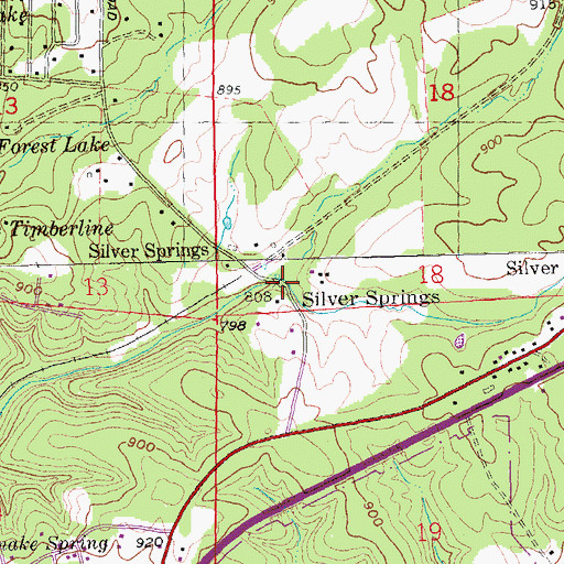 Topographic Map of Silver Springs, MO