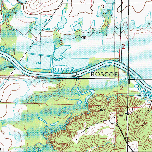 Topographic Map of Simms Creek, MO