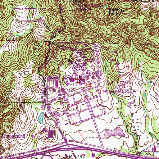 Topographic Map of Six Flags Over Mid-America, MO