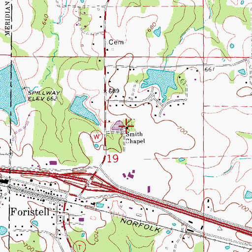 Topographic Map of Smith Chapel, MO