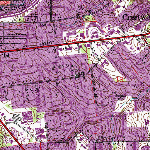 Topographic Map of Smith Sturdy Cemetery, MO