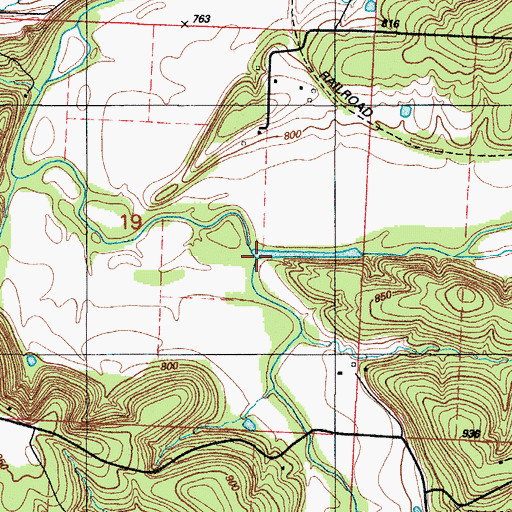 Topographic Map of South Fork Weaubleau Creek, MO