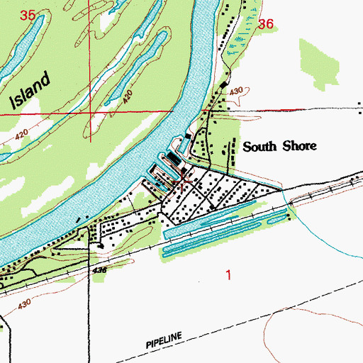 Topographic Map of South Shore, MO