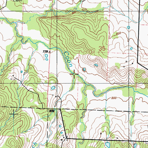 Topographic Map of Southwick Branch, MO