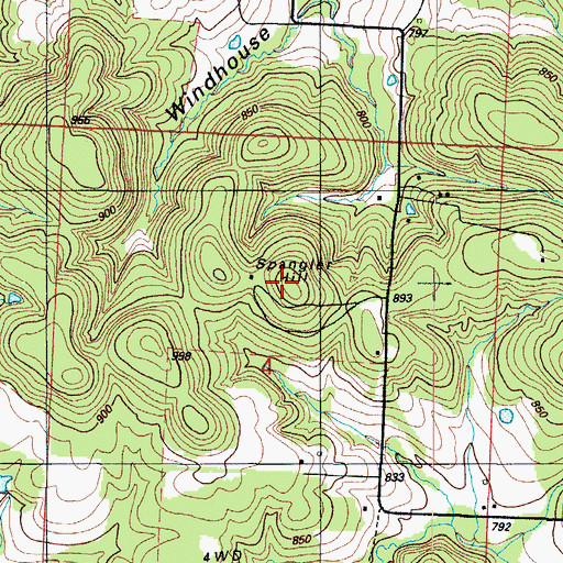 Topographic Map of Spangler Hill, MO