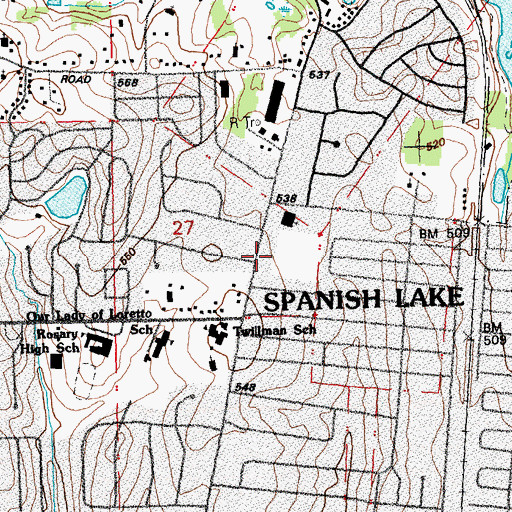 Topographic Map of Spanish Lake, MO