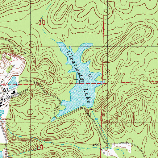 Topographic Map of Clearwater Lake, AR