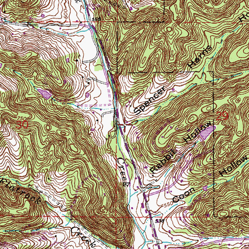 Topographic Map of Spencer Harris Hollow, MO