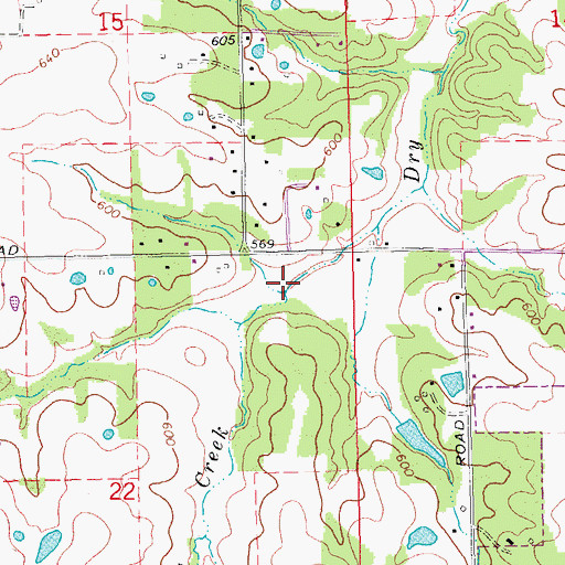 Topographic Map of Spring Creek, MO