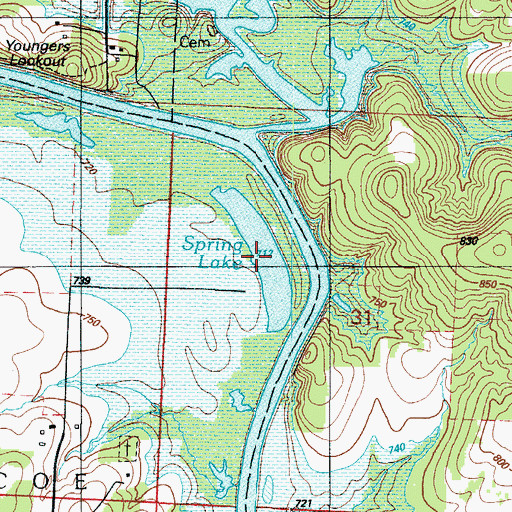 Topographic Map of Spring Lake, MO