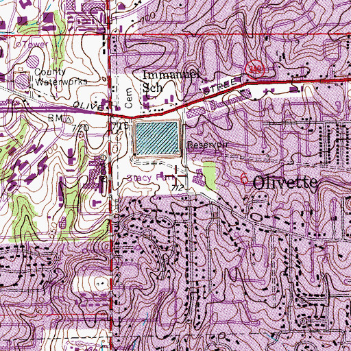 Topographic Map of Stacy Park, MO