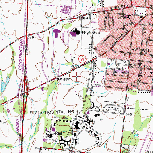 Topographic Map of Southeast Missouri Mental Health Medical Center, MO