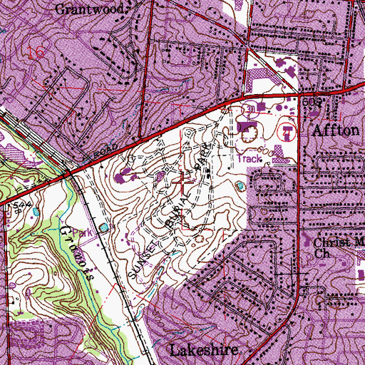Topographic Map of Sunset Burial Ground, MO