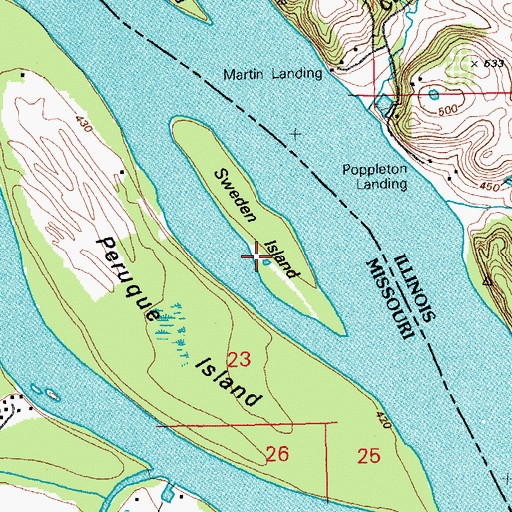 Topographic Map of Sweden Island, MO