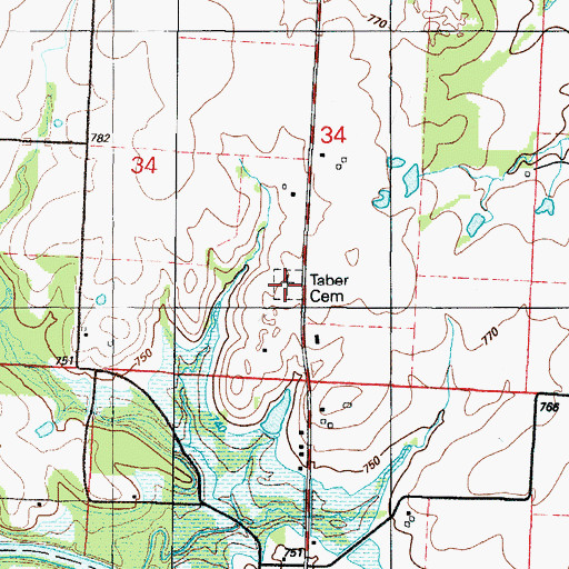 Topographic Map of Taberville Cemetery, MO