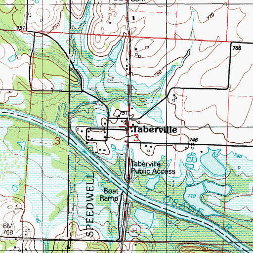 Topographic Map of Taberville, MO