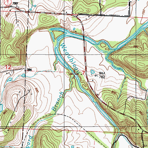 Topographic Map of Tanyard Branch, MO