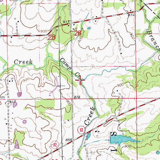 Topographic Map of Taylor Branch, MO