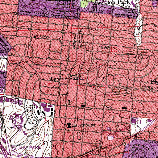 Topographic Map of Taylor School, MO