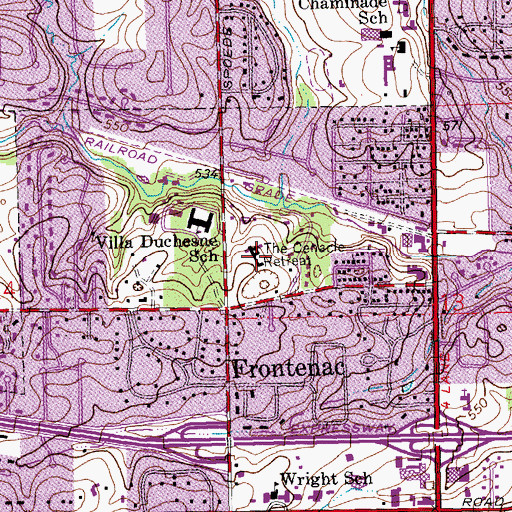 Topographic Map of The Cenacle Retreat, MO