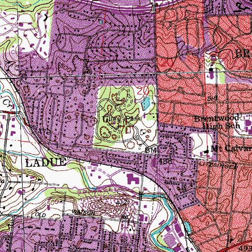 Topographic Map of Tilles Park, MO