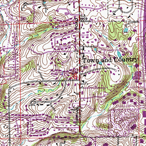 Topographic Map of Town and Country, MO