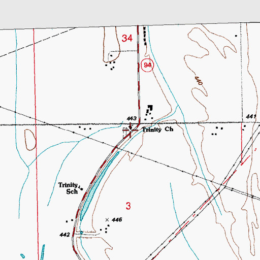 Topographic Map of Trinity Church, MO