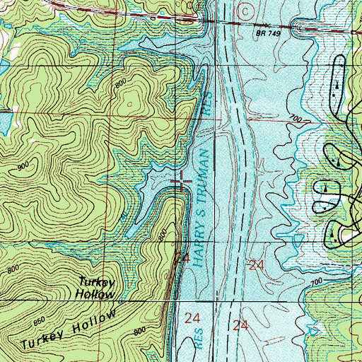 Topographic Map of Turkey Hollow, MO