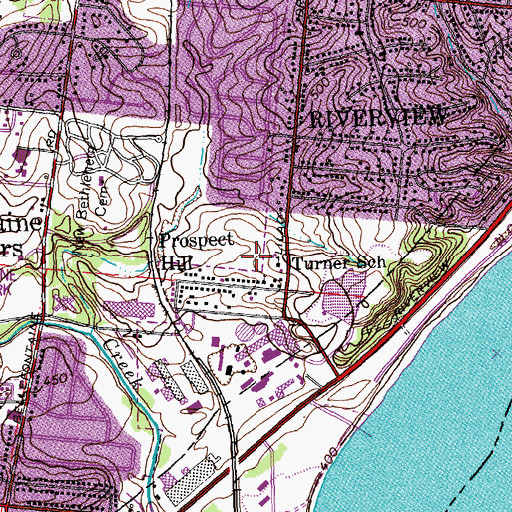 Topographic Map of Turner School, MO