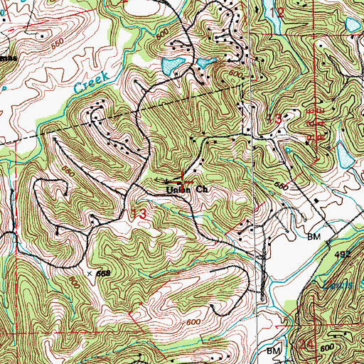 Topographic Map of Union Church, MO