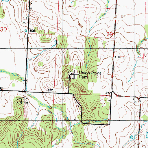 Topographic Map of Union Point Cemetery, MO