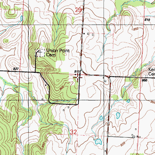 Topographic Map of Union Point School (historical), MO