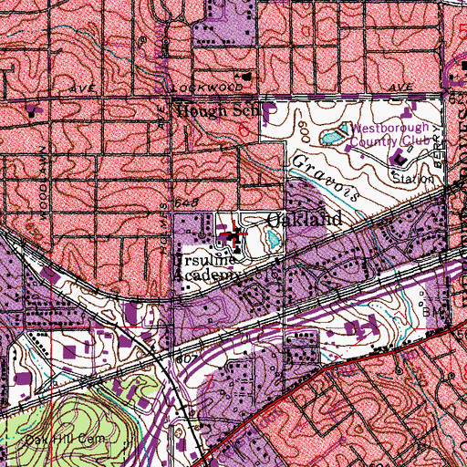 Topographic Map of Ursuline Academy, MO