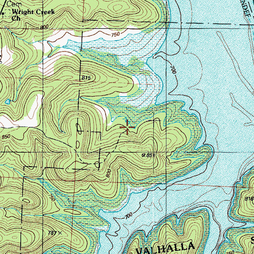 Topographic Map of Valhalla P O (historical), MO