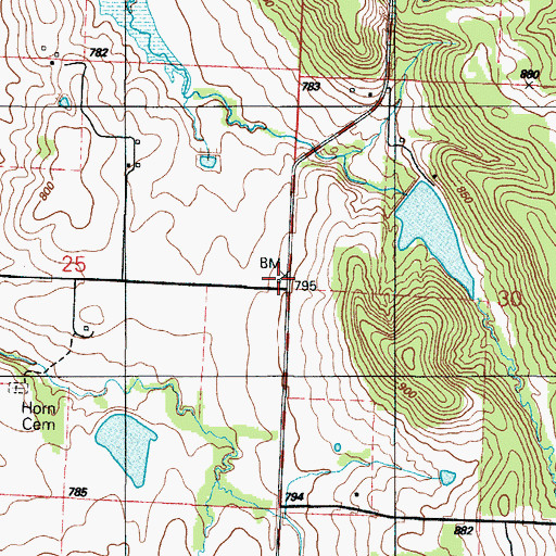 Topographic Map of Valley Church, MO