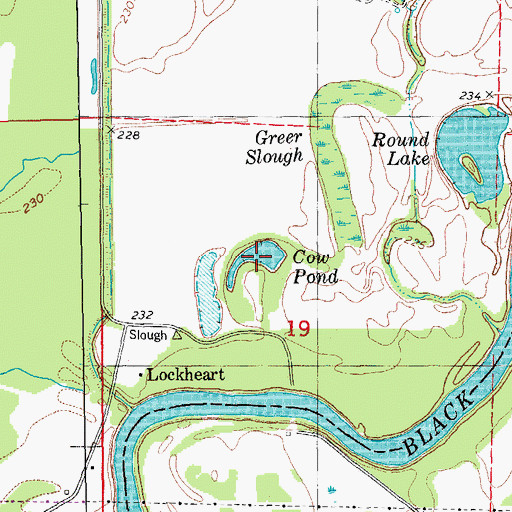 Topographic Map of Cow Pond, AR