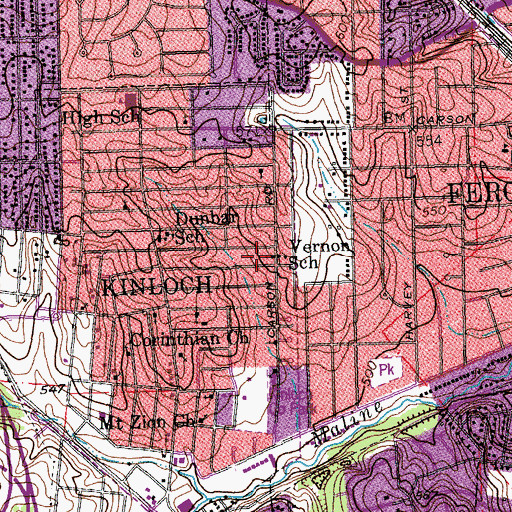 Topographic Map of Vernon School, MO