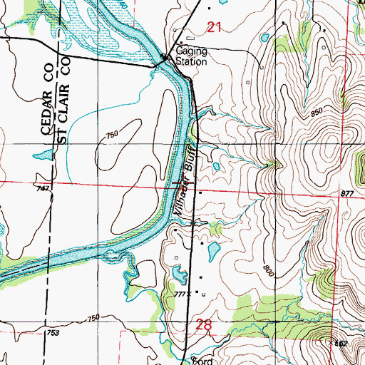 Topographic Map of Vilhauer Bluff, MO