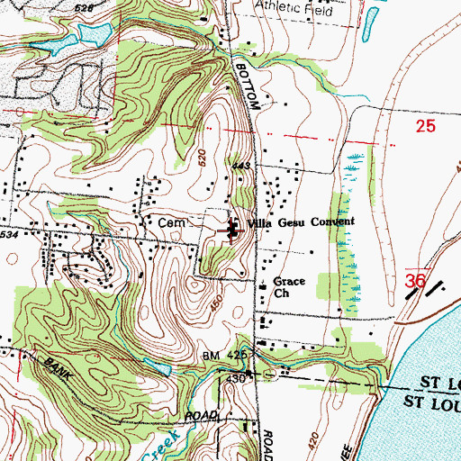 Topographic Map of Villa Gesu Convent, MO