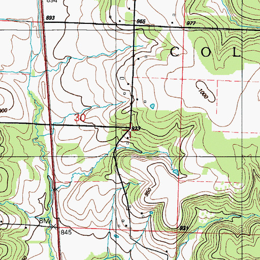 Topographic Map of Vine Hill School (historical), MO