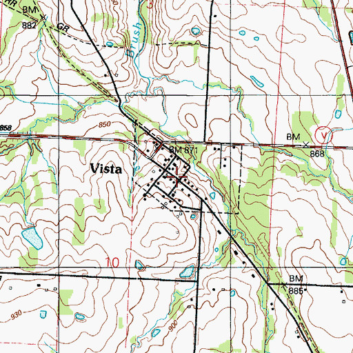 Topographic Map of Vista, MO