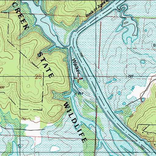 Topographic Map of Walker Island, MO