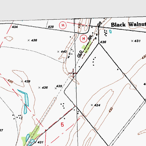 Topographic Map of Walnut Grove School (historical), MO