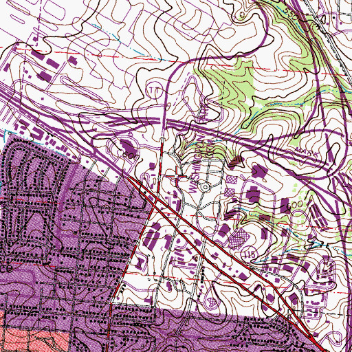 Topographic Map of Washington Park Cemetery, MO