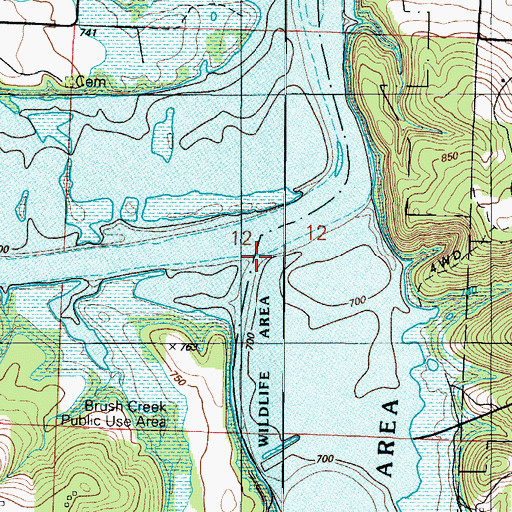 Topographic Map of Weaubleau Creek, MO